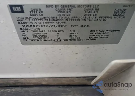 2017 GMC Acadia Denali from USA, damaged, VIN 1GKKNPLS1HZ317815